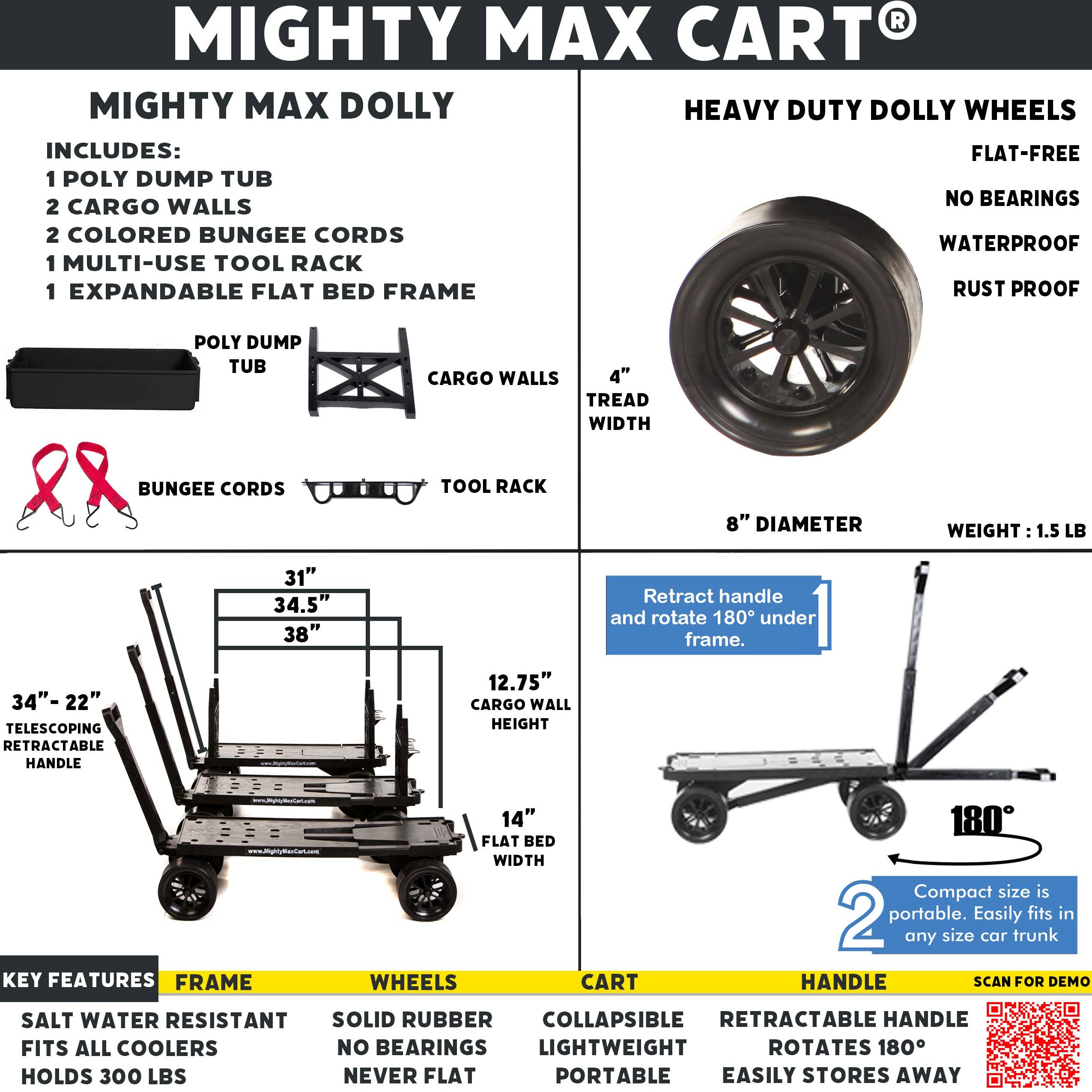 Mighty Max Cart – Großhandel Garten-Caddys – Mighty Max Cart® Utility-Handwagen, schwarze Wanne12