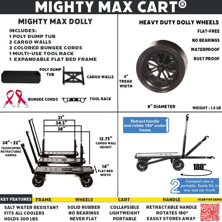 Mighty Max Cart – Großhandel Garten-Caddys – Mighty Max Cart® Utility-Handwagen, schwarze Wanne12