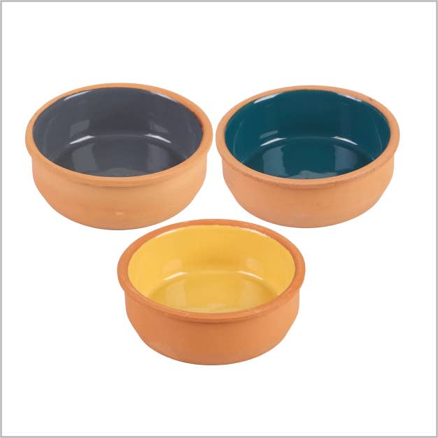 Mini Art Products - Wholesale Serving Plate - Terracotta tapas dish - colored - set of 3