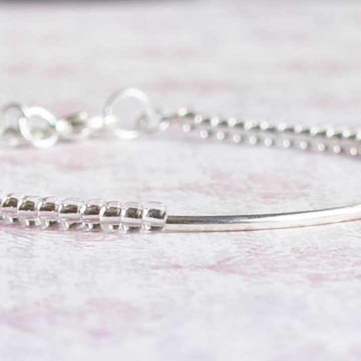 Silver Lined Seed Beads And Sterling Silver Bar Bracelet for wholesale by Sentimento