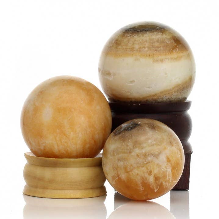 Yellow Phantom Calcite Spheres for wholesale by UniArt