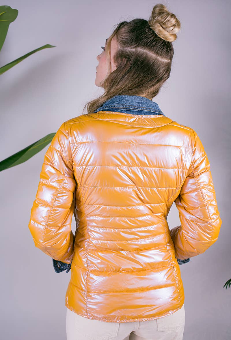 Attrait Paris - Wholesale Pufferjack - Dames - Kenza metalen jeansjack van twee materialen51