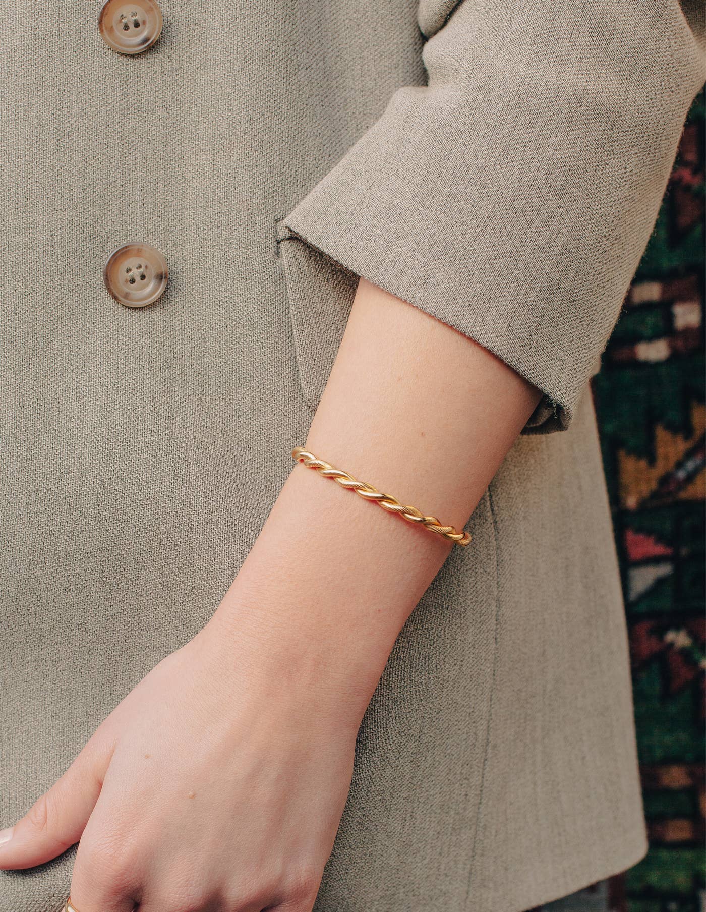 Nordic Muse – wholesale Cuff bracelet – Gold Twist Cuff Bangle, Waterproof10