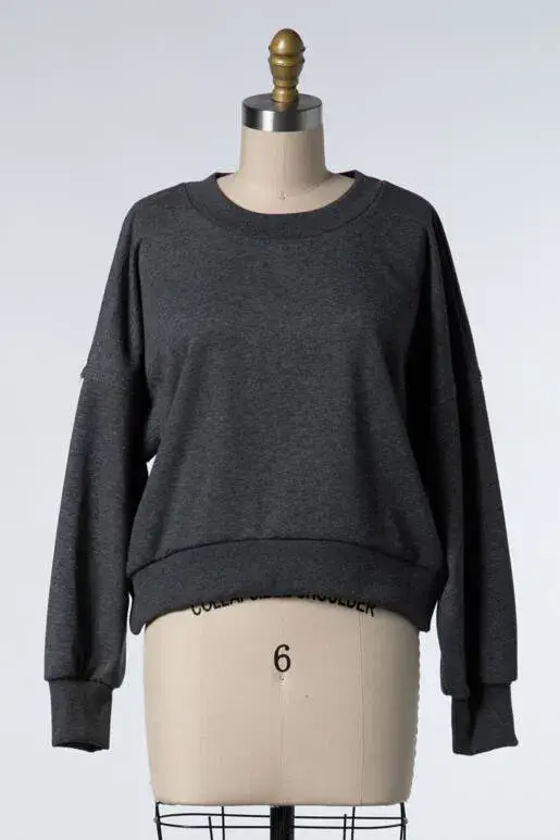 Final Touch - Wholesale Knit Top - Women's - Cotton Terry Raw Edge Top - NT30652A0