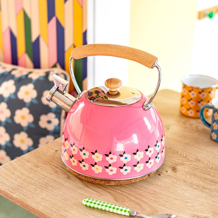 Enamelhappy - Wholesale Tea Pot - Cute Stove Tea Pot Pink Colourful Whistling Kettle Stylish1