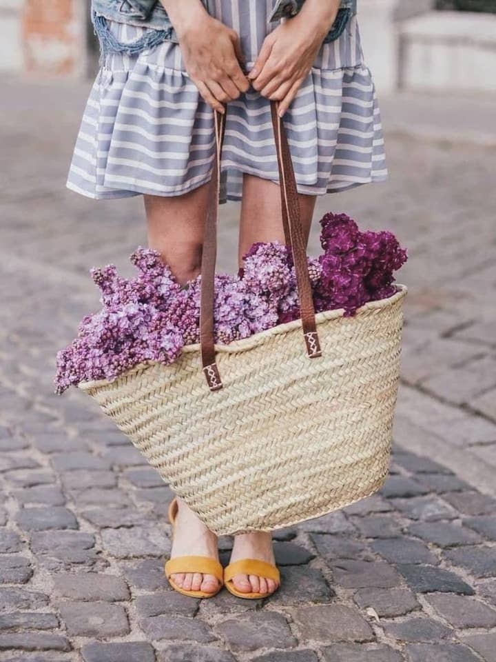 Marknadsväska med långa läderhandtag för wholesale av wowheritage