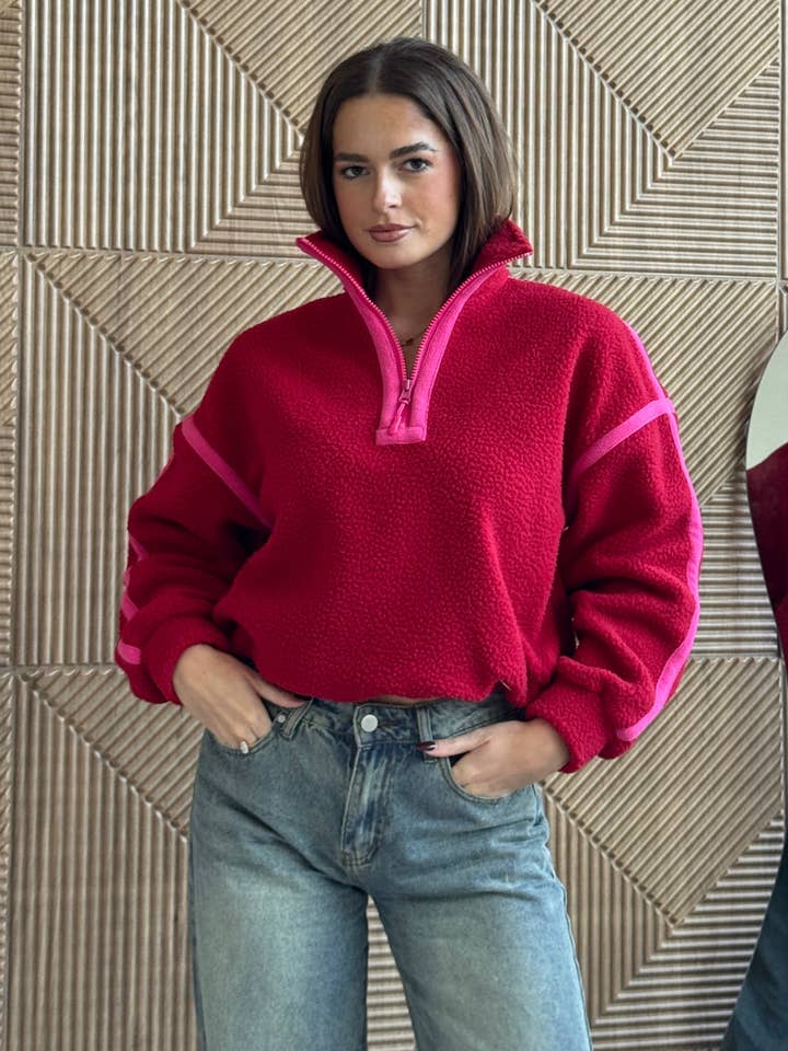 Lulu Forro Contraste 1/4 Cremallera Polar para venta al por mayor de Girl In Mind