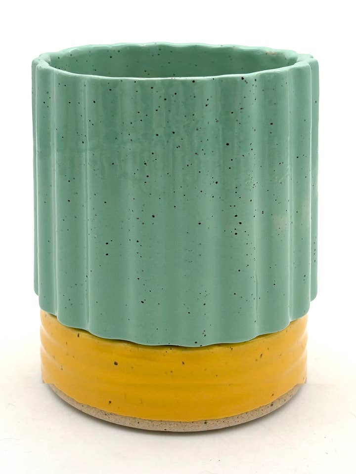 Mini Planter with Drainage in Aqua Yellow for wholesale by KEENE GOODS