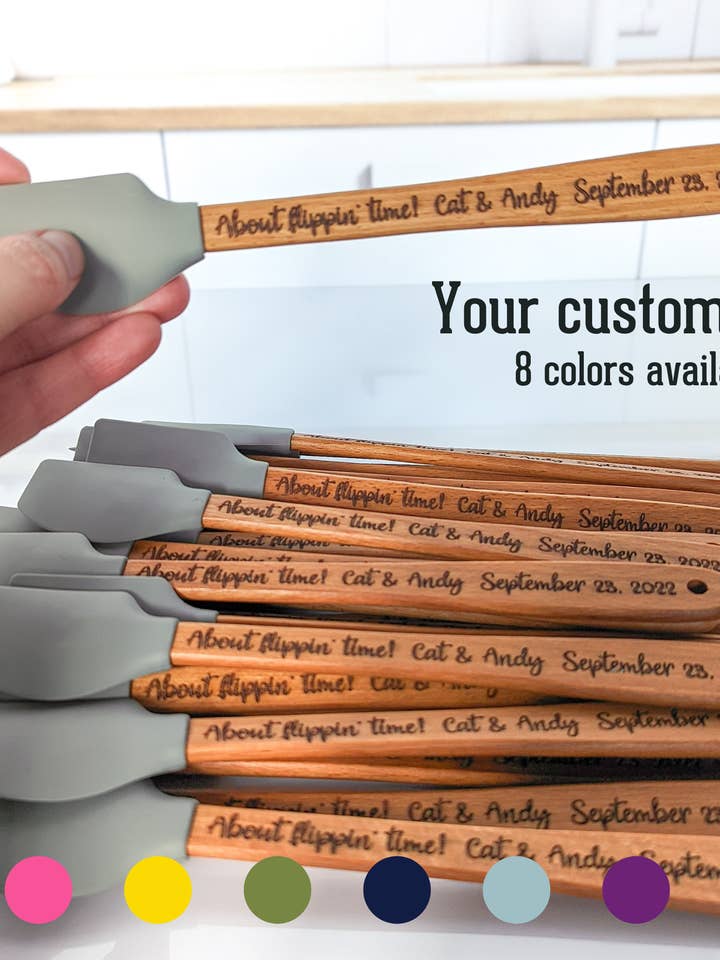 Mini engraved spatulas, Baking utensils, Silicone, Wooden, for wholesale by AFewSpareMoments