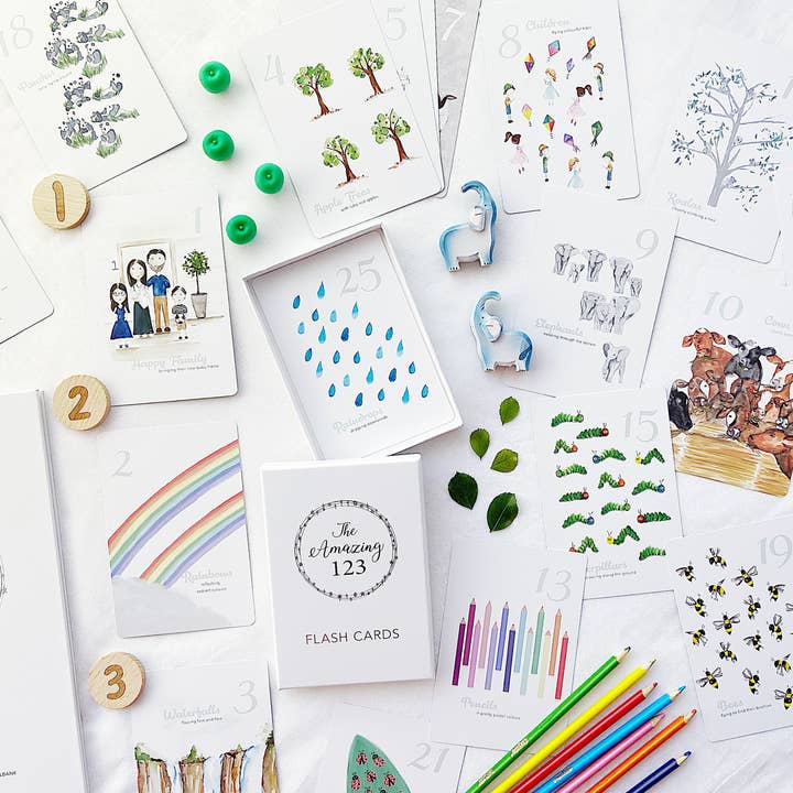 Adored Illustrations - Wholesale Learning cards – Child & baby - The Amazing 123 Flash Cards