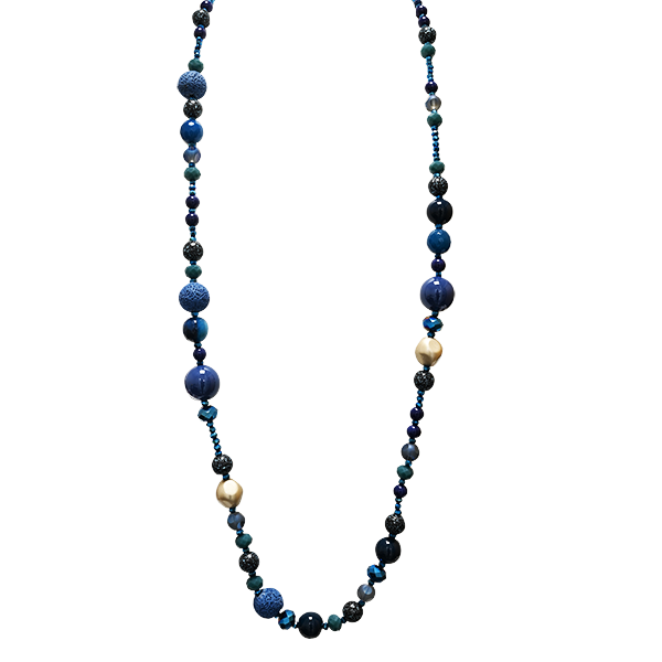 AMORINO SRL - Wholesale Beaded/Pearl Necklace - LONG NECKLACE WITH CRYSTALS AND STONES - HZM24144A2654