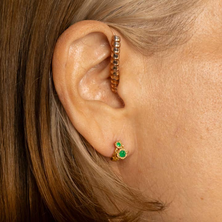 Claire Hill Designs – Großhandel Huggie-Ohrring – Chalcedon Gedrehte Zweig Gold Huggies3