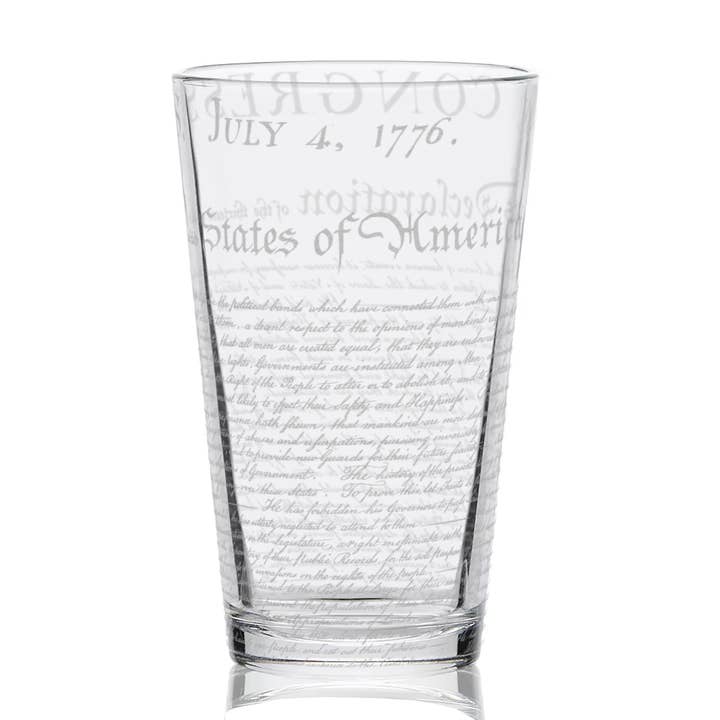 DECLARATION OF INDEPENDENCE Engraved 16oz Pint Glasses for wholesale by LumEngrave