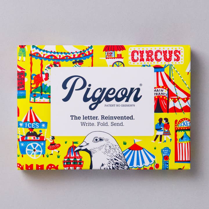 pigeonposted – wholesale Stationery/notecard set – Circus Pigeon, Folding Stationery Letter Pack, Pack of 6