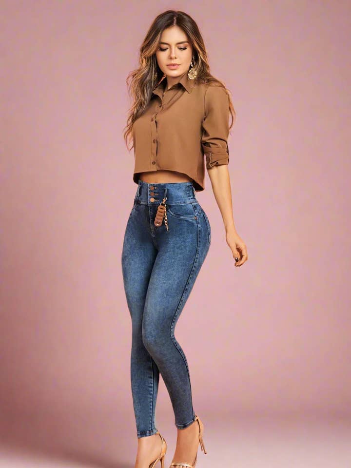 1516 100% autentiske colombianske push-up jeans for engroshandel hos JDCOLFASHION LLC