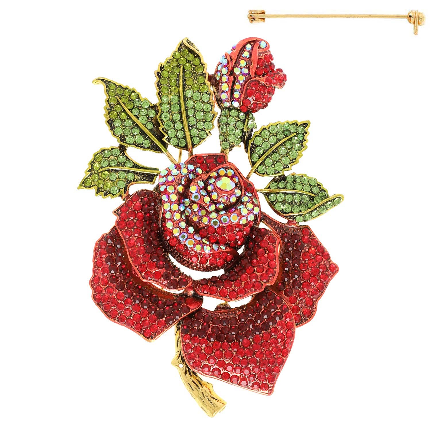 SP Sophia Collection - Wholesale Brooch - Vintage Rhinestone Pave Blooming Rose Brooch Pin4
