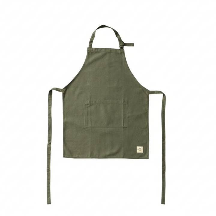 Canvas Cotton Bib Apron - Model C - Olive Green for wholesale by Yako&Co