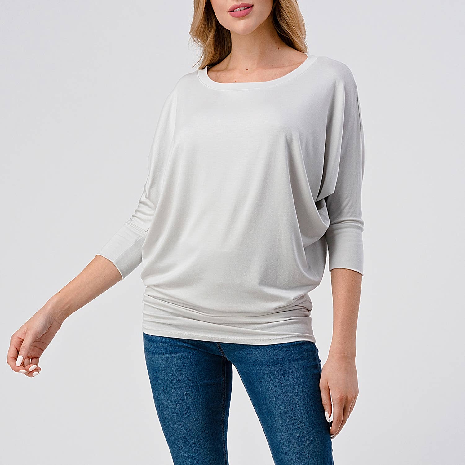 Heimious - Wholesale Knit Top - Women's - 3/4 Dolman Sleeve Round neck Modal Jersey  Top, 2503117
