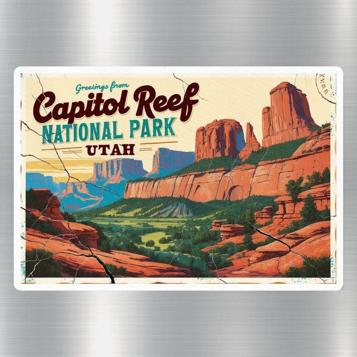 Adesivo vintage del parco nazionale di Capitol Reef per la vendita all'ingrosso da parte di GraffMerch.com