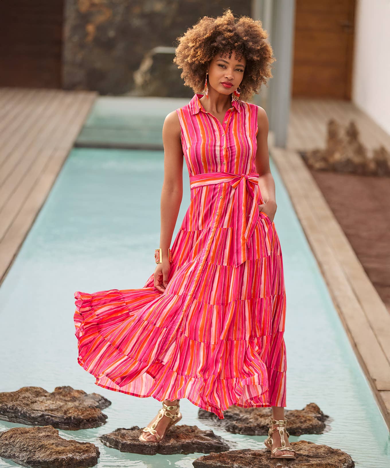 Wholesale Lucy Stripe Sleeveless Maxi Dress for your store