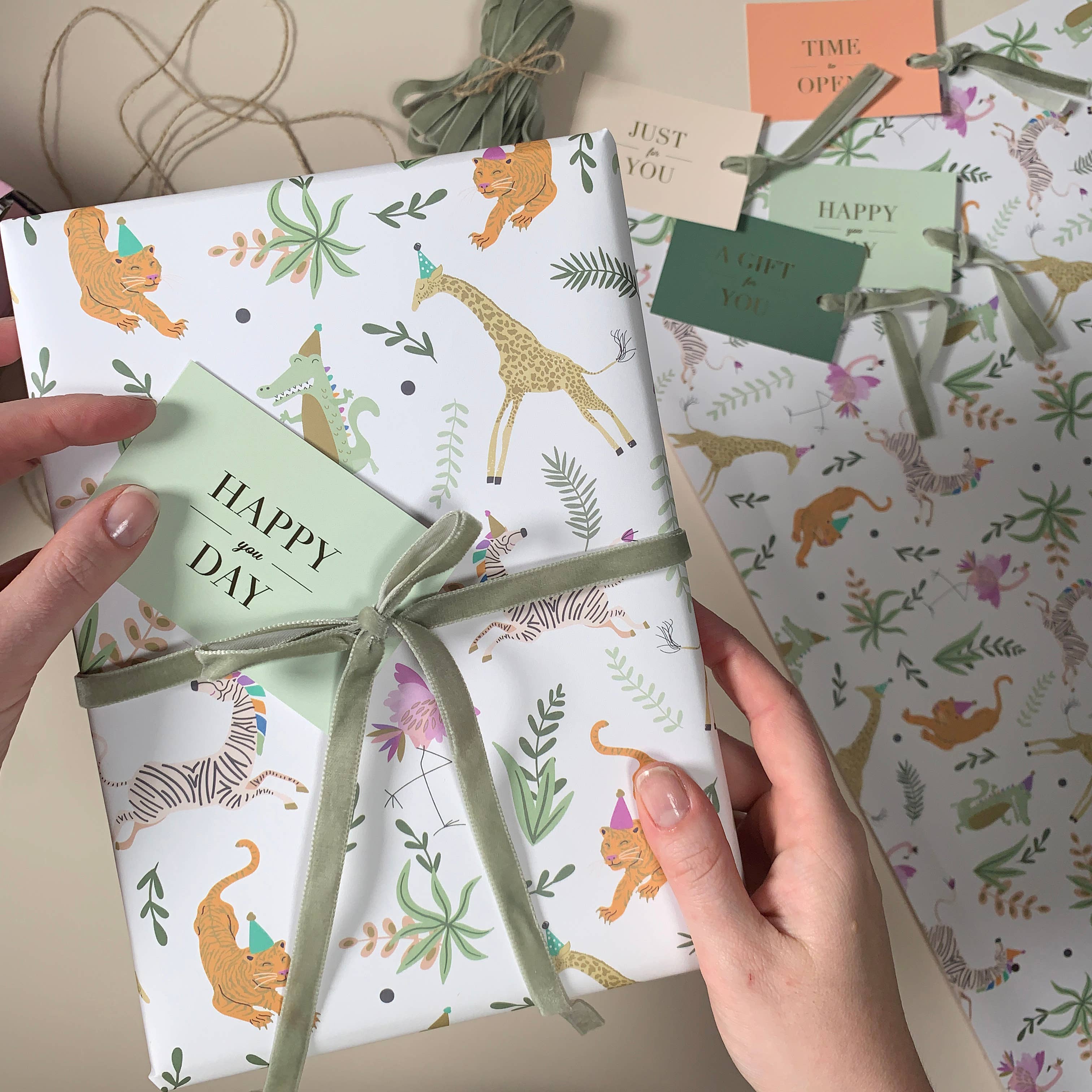 Pixel & Bloom - Wholesale Flat Wrap - Jungle Character Wrapping Paper/Gift Wrap2