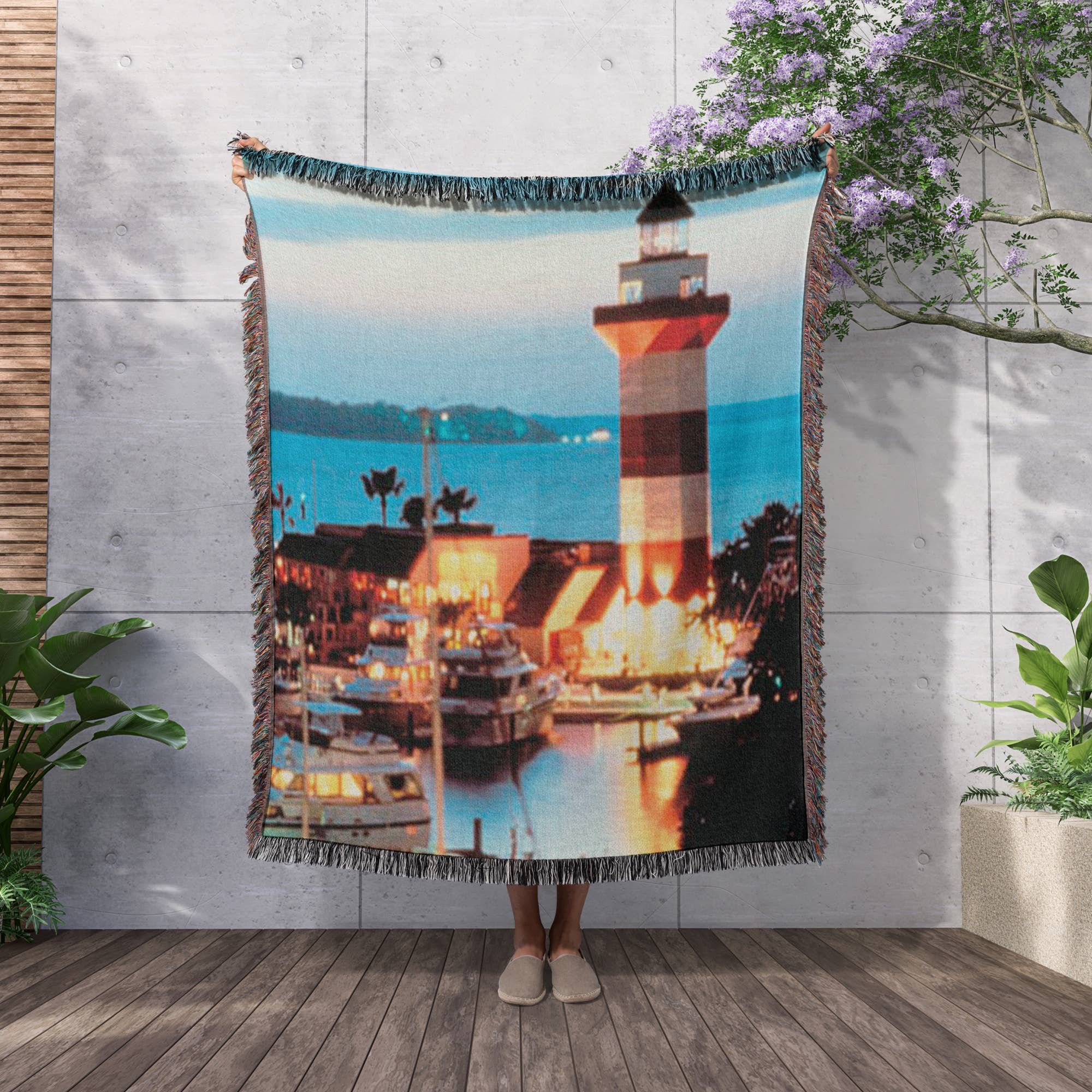 3dRose – Engroshandel Tæppe – 3dRose, Harbour Town Fyrtårn på Hilton Head Island ved skumring, Tæppe2