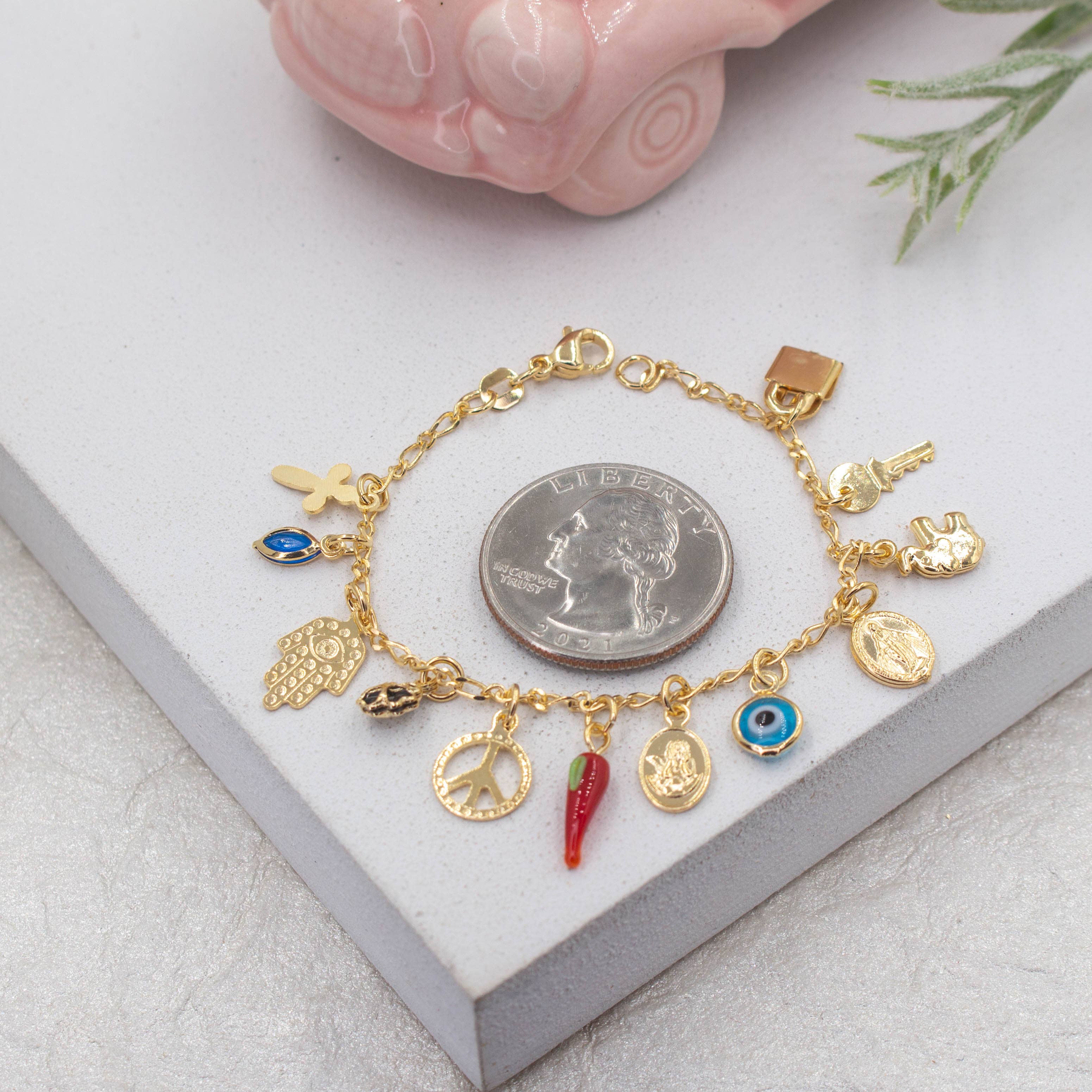 Cherie by Cherie - Wholesale Charm/Dangle Bracelet - Kid's Protections Bracelet, Twelve Protections Charms Bracelet1