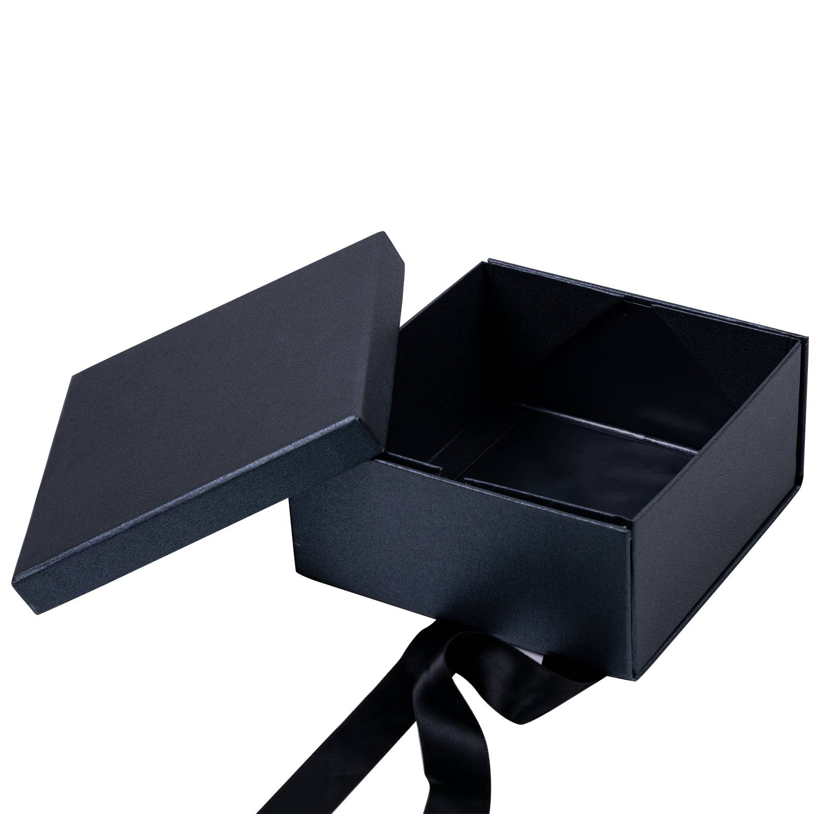 LA Ribbons Wholesale - Vente Coffrets cadeaux - Boîte cadeau 5" x 5" x 2,4" avec ruban en satin | Noir2