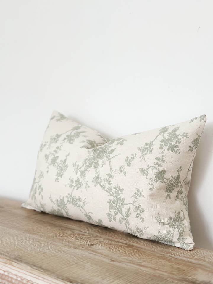 Aria Cotton Cushion Cover 50×30 – Sage Print for wholesale by Ellenvale Trade