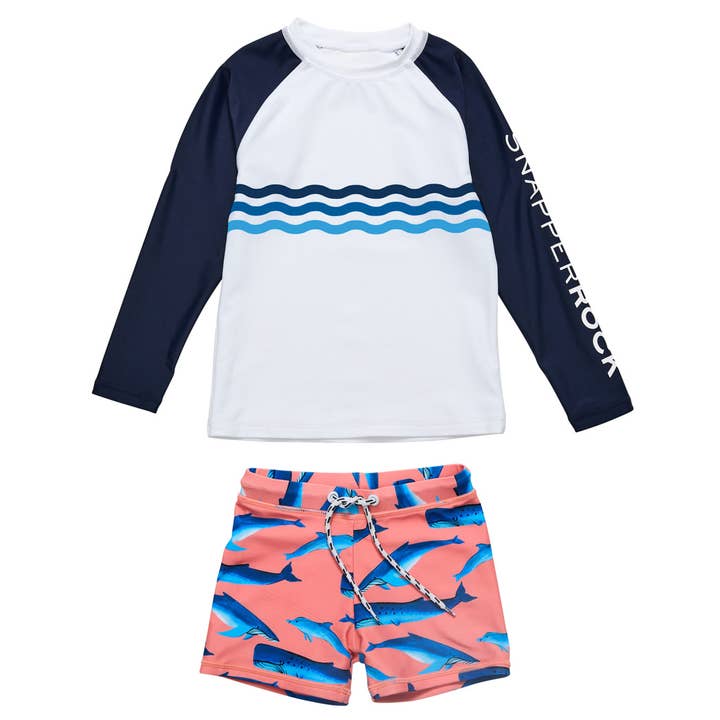Whale Tail LS Baby Set for wholesale by Snapper Rock Swimwear UPF50+