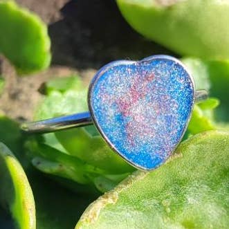 Blau-Rot-Silber Herzring 💙Einzigartig Edelstahl 9mm für den Großhandel von Maroussia Bijou