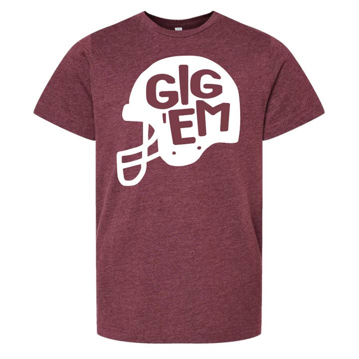 Heather Maroon White Gig 'Em Helmet for wholesale on Faire