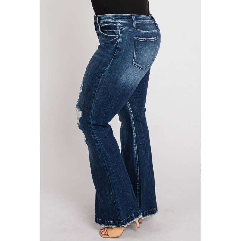 DARK Plus - Mid Rise Stretch Flare With Trouser Hem for wholesale on Faire8