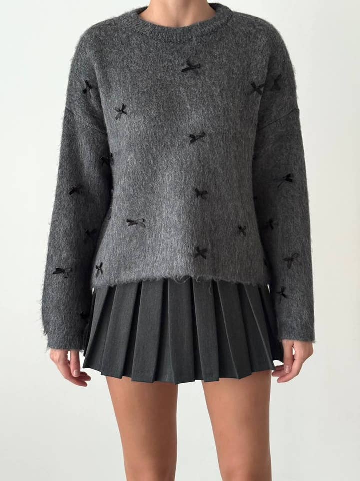 Anaz - Wholesale Knit Sweater - Women's - Bow Crewneck Sweater2