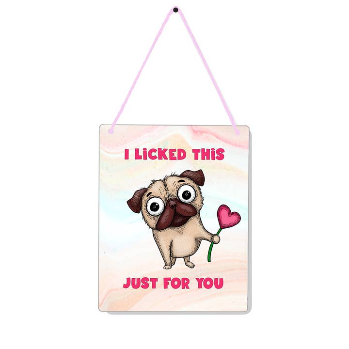 Pug Lick Valentine 4x5" Mini-Sign for wholesale by Pithitude