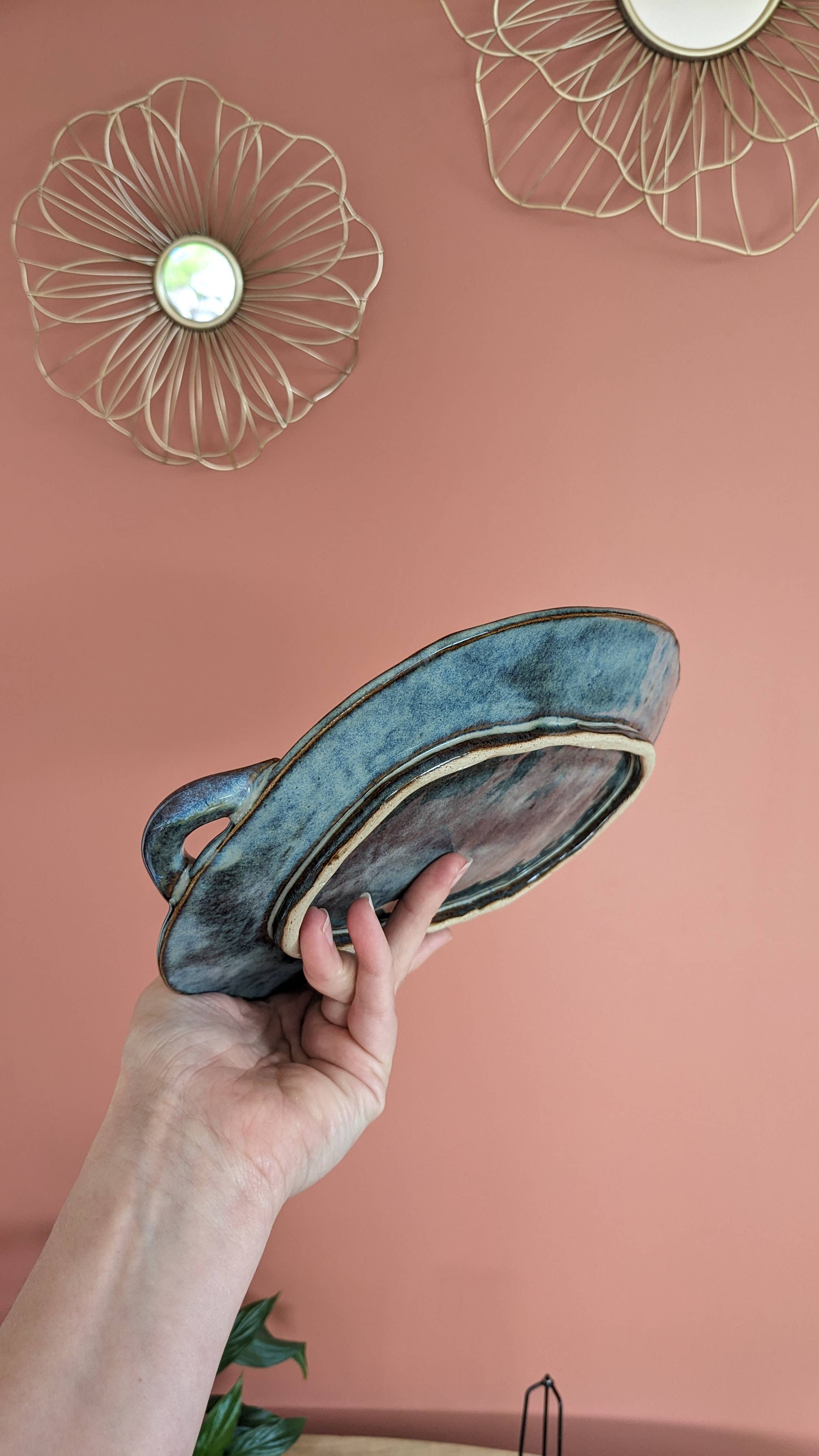 LES POTERIES DE SHAKTI - Wholesale Decorative Plate/Dish/Bowl - “Midnight Blue” Oval Stoneware Dish1