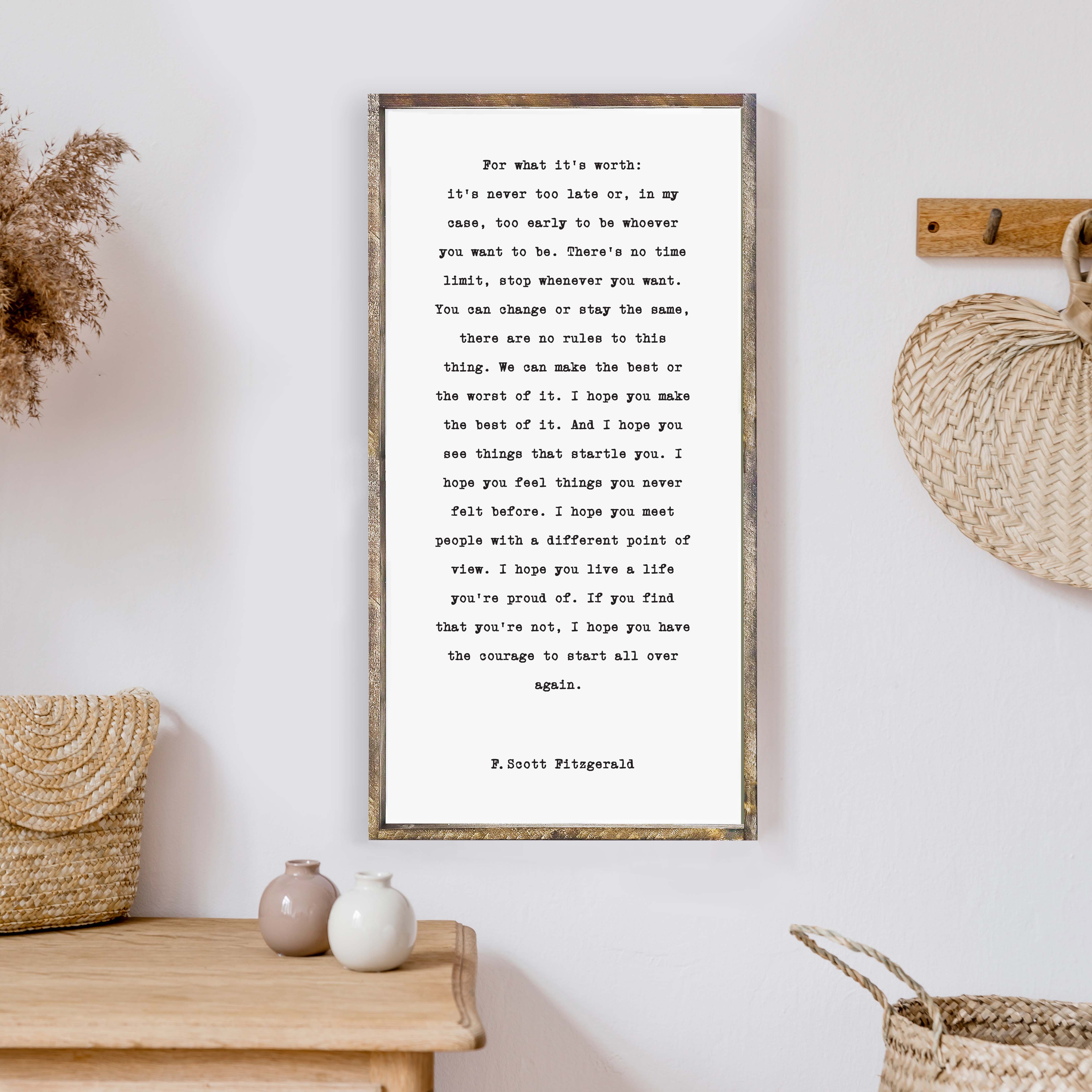 Hoekstra Decor - Vente Pancarte - Panneau en bois For What It's Worth F. Scott Fitzgerald4