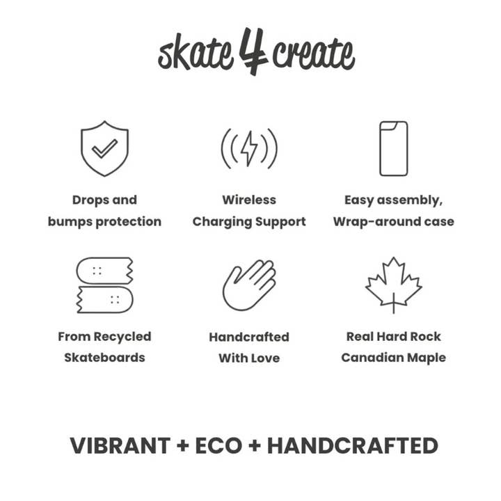 Skate4create - Wholesale Phone Case - Unisex - Wooden iPhone Magsafe case - Recycled Skateboard - Dark Blue
