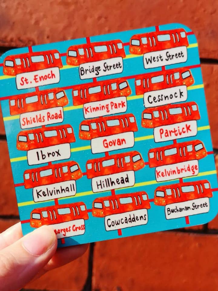 Glasgow Subway Coaster for wholesale by Claire Barclay Draws