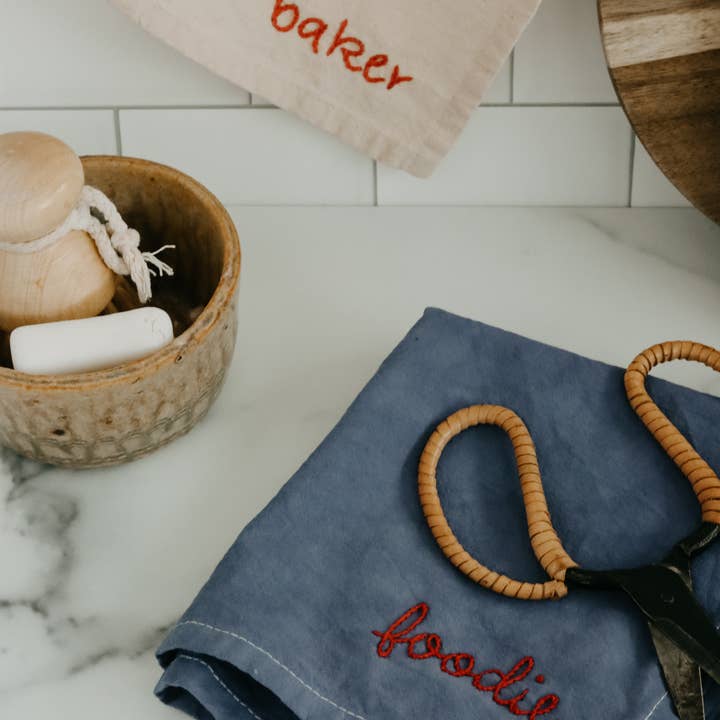 Eloise et moi – wholesale Kökshandduk – Handbroderad Handfärgad Ekologisk bomull Kökshandduk21