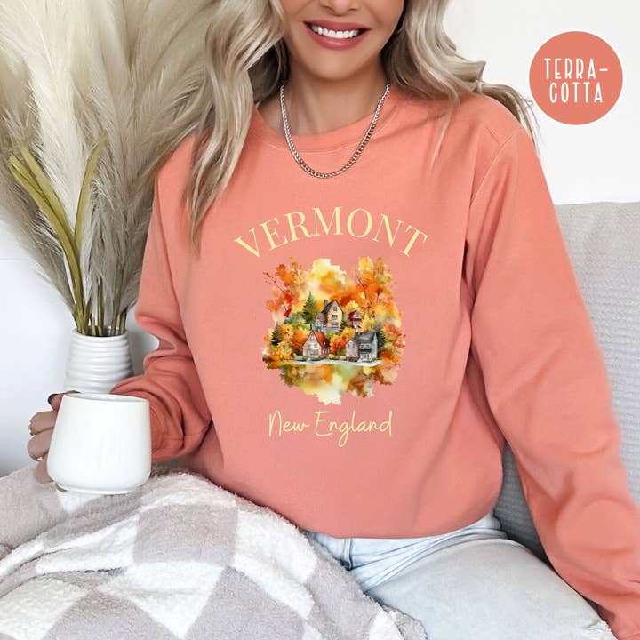 Sweatshirt d'automne Vermont New England Comfort Colors® pour la vente par CindyL Boutique
