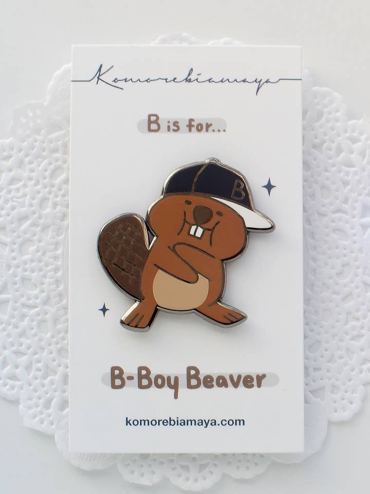 B-Boy Beaver Enamel Pin for wholesale by illusfia