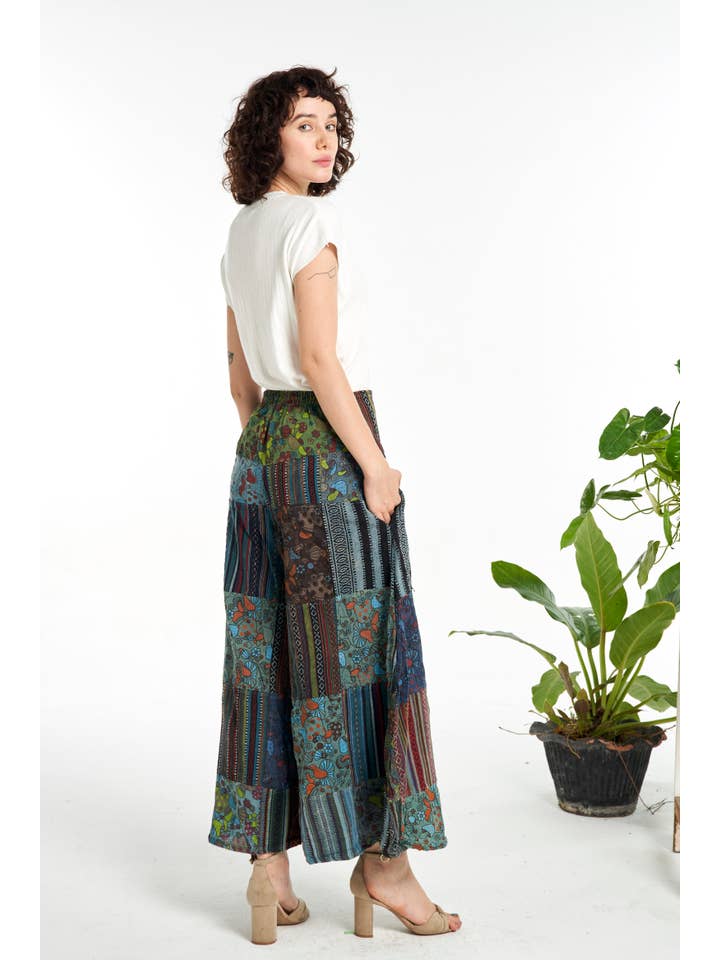 Kathmandu Imports – wholesale Pants – Women's – Mushroom Patchwork Cotton Pants (KT-1455)2