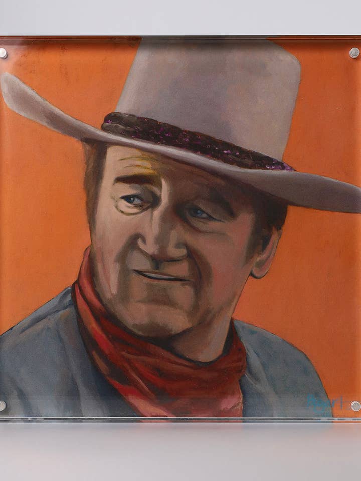 John Wayne Cowboyprint in acryl met lijst voor wholesale door Brenda Bogart