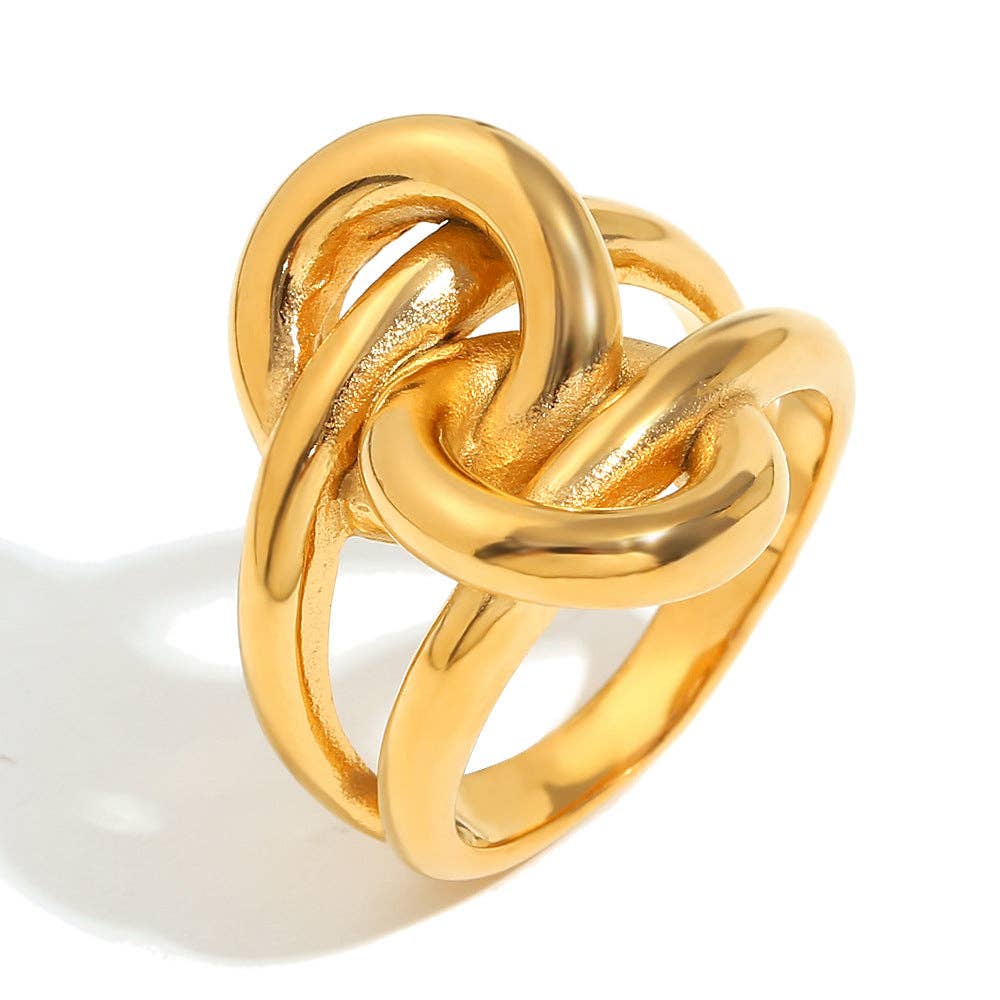Revelari - Wholesale Band/Stacked Ring - 18K Gold Plated Stainless Steel Double Knot Statement Ring1