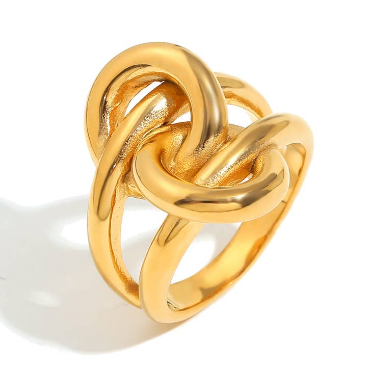 Revelari - Wholesale Band/Stacked Ring - 18K Gold Plated Stainless Steel Double Knot Statement Ring1