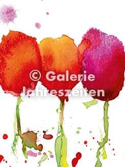 Three tulips art folding card for wholesale by Karen Utermann Galerie Jahreszeiten
