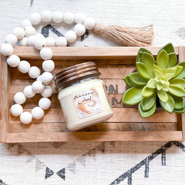 CINNAMON LOAF | 8oz Mason Jar | FALL |100% Pure Soy Candle for wholesale by Timber Oak Candles