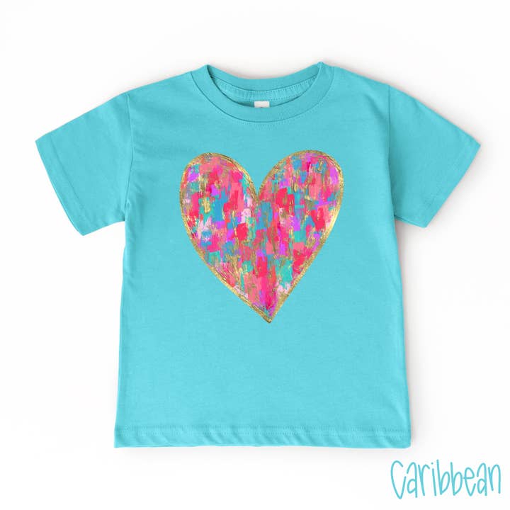 Brushstroke Painted Heart Valentine Toddler Tee for wholesale by Painted Skies