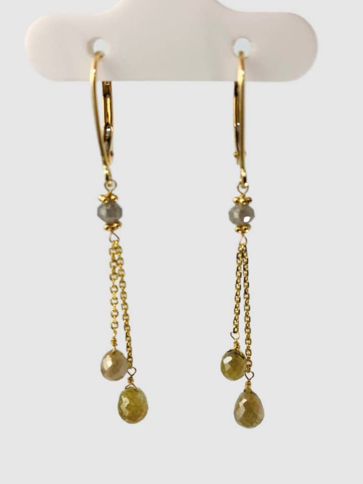 14KW Yellow and Grey Tassel Earrings for wholesale by Raja Jewels
